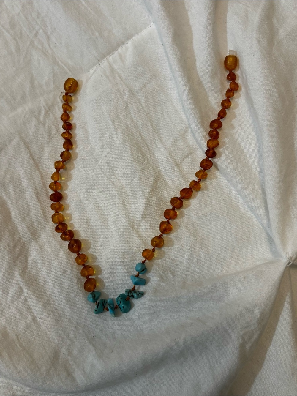 Amber and Turquoise Bead Necklace -Teething